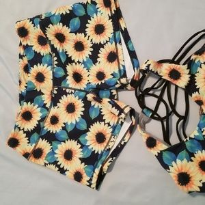Born Primitive sunflower shorts and sports bra set